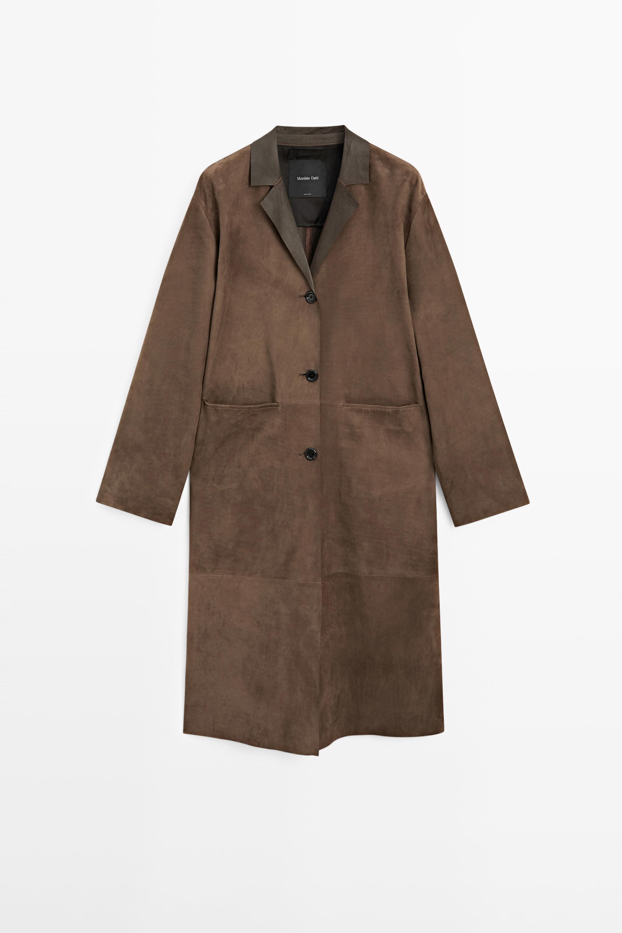 Long suede leather coat